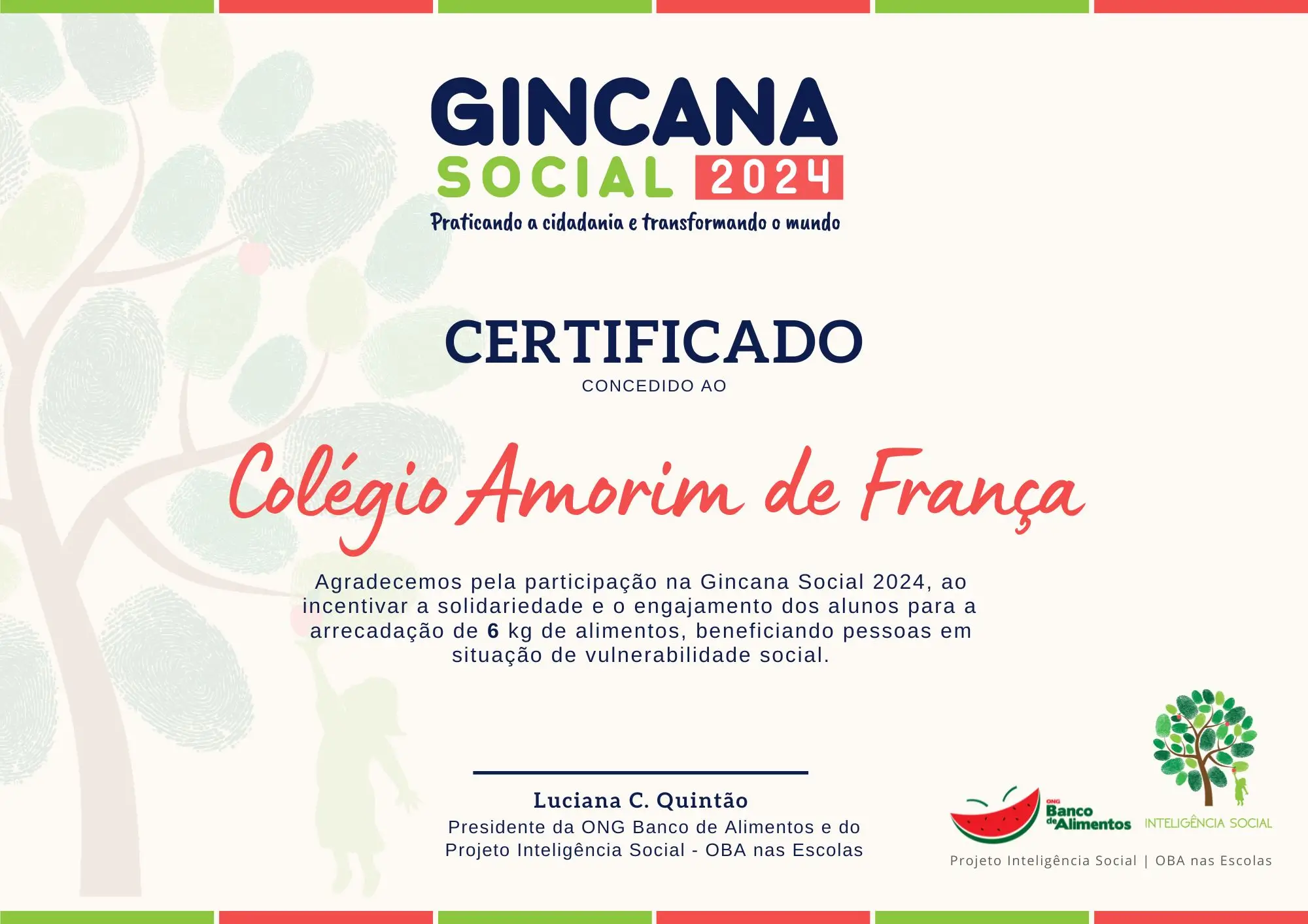 Certificado de Participação - Gincana Social 2024